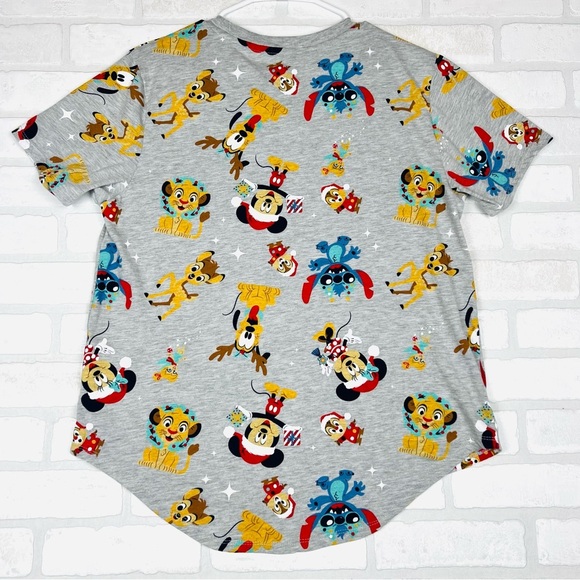 Rare Disney 100 Christmas Junior Grey Printed T-Shirt Mickey Lilo Size XXL (19) - Picture 6 of 11